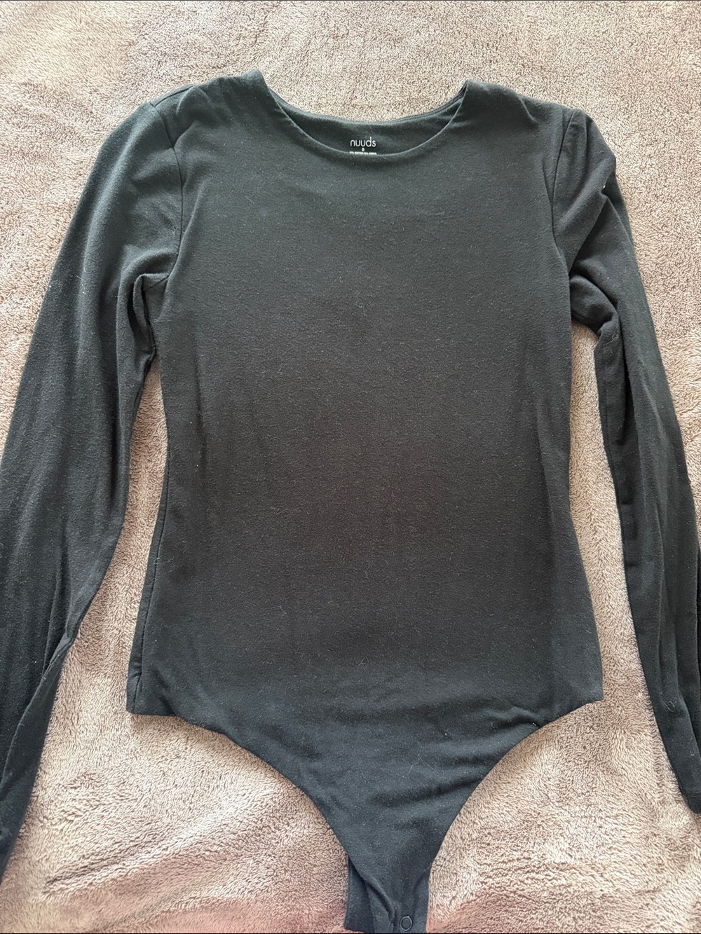 nuuds Black Long Sleeve Snap-Back Bodysuit